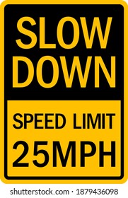 Slow Down Speed Limit 25 Mph Stock Vector (Royalty Free) 1879436098 ...