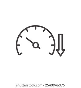 Slow down stroke icon in black