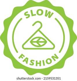 slow fashion green stamp outline badge icon label isolated rounded vector on transparent background