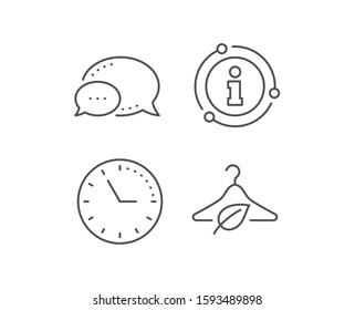 Slow fashion line icon. Chat bubble, info sign elements. Eco tested sign. Fair trade symbol. Linear slow fashion outline icon. Information bubble. Vector