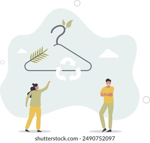 Slow fashion and sustainable, nature friendly clothing.flat design.illustration with people.