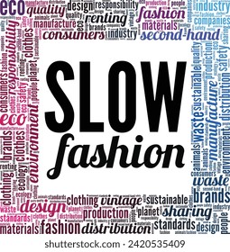 Slow Fashion word cloud conceptual design isolated on white background.