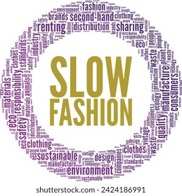 Slow Fashion word cloud conceptual design isolated on white background.