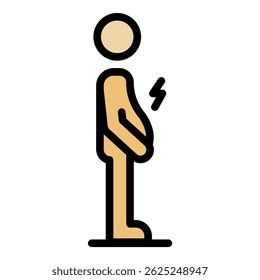 Ícone de digestão humana lenta. Contorno lento digestão humana ícone vetor cor plana isolado