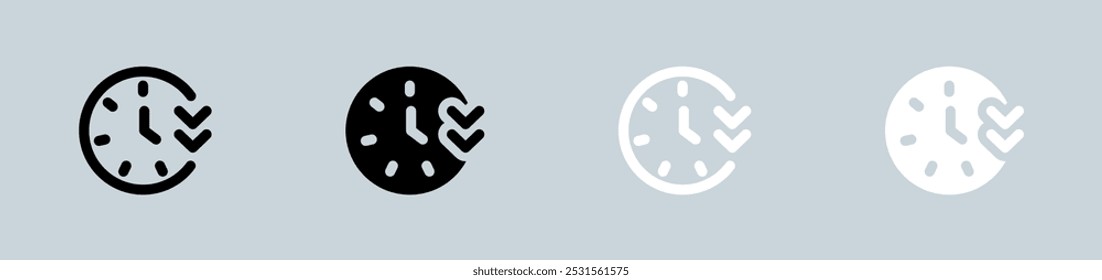 Slow icon set in black and white. Measure signs vector illustration.