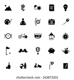 Slow life activity icons on white background, stock vector