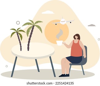 Slow living with peaceful, calm and mindful daily life..Enjoy moments without stress and enjoy mental peace with escape from job .flat vector illustration.