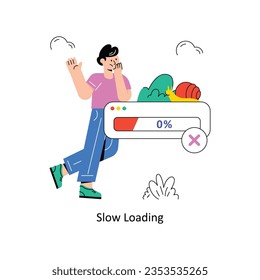 Slow Loading Connection Flat Style Design Vector illustration. Stock illustration
