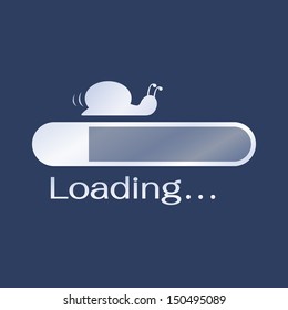 Too Slow Loading Icon, Metaphor To Slower Than Snail. Vector Illustration.