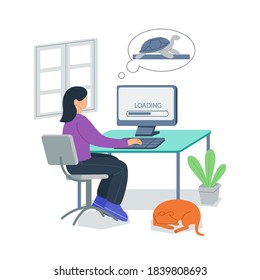 Slow loading internet connection vector illustration concept