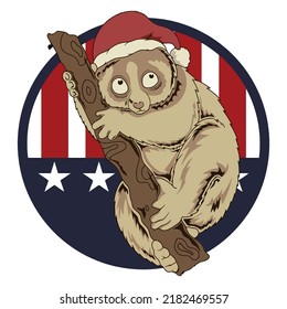 
Slow Loris Santa Hat Patriotic Circle Stars
