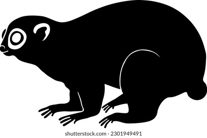 Slow loris silhouette vector illustration. Greater Kukang. Sunda loris.