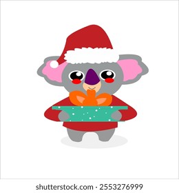 slow lorises with Christmas clothes and gifts