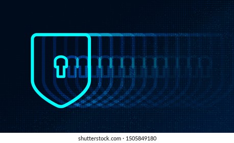 Slow motion Digital Technology Shield Security,protection and connection Concept background design.vector illustration.