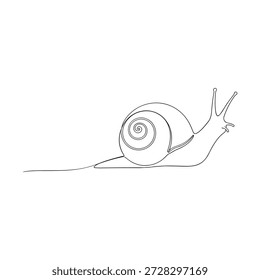 Slow moving snail vector illustration line art style drawing