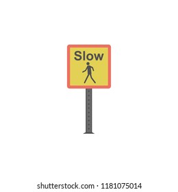 Slow pedestrian sign colored icon. Element of road signs and junctions icon for mobile concept and web apps. Colored Slow pedestrian sign can be used for web and mobile on white bakgorund