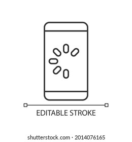 Slow phone linear icon. Speed up mobile phone. Cellphone speed malfunction. System failure reason. Thin line customizable illustration. Contour symbol. Vector isolated outline drawing. Editable stroke