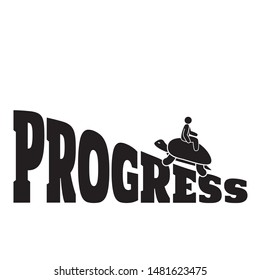 slow progress illustration - man riding a turtle