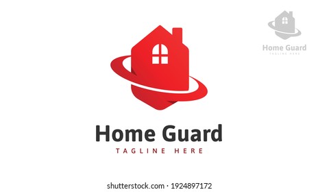 Slow ring shield house logo design.  Vector