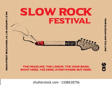 Slow Rock Festival gig poster flyer template