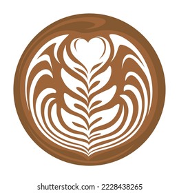 Langsames Rosetta-Latte-Art-Coffee-Logo-Design auf weißem Hintergrund, Vektorgrafik