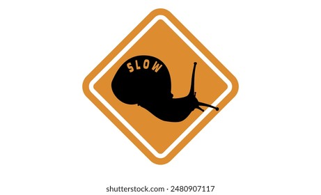 slow sign, black and orange isolated silhouette