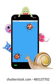 slow smartphone with virus and bug 