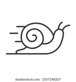 Slow snail icon in line design. Snail, slow, nature, creature, garden, movement, crawling on white background vector. Slow snail editable stroke icon