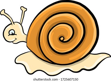 Slow snail, illustration, vector on white background