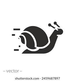 Slow Snail Speed Symbol, Beschleunigung oder Ruck, Slug flach Symbol auf weißem Hintergrund - Vektorillustration