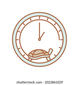 slow turtle in clock icon isolated