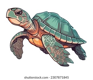 Slow turtle crawls on white background icon isolated