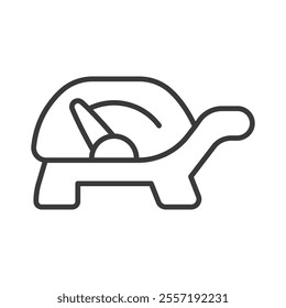 Slow turtle speed icon in line design. Slow, turtle, speed, nature, animal, shell, reptile on white background vector. Slow turtle speed editable stroke icon