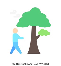 Slow Walk flat color, mini illustration icon, related to relaxation, spa, wellness and more. Vector EPS 10 for modern concept, print, UI, UX kit, web and app development