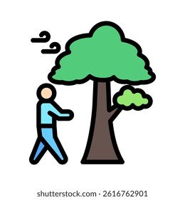 Slow Walk outline color, mini illustration icon, related to relaxation, spa, wellness and more. Vector EPS 10 for modern concept, print, UI, UX kit, web and app development