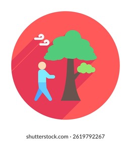 Slow Walk rounded flat color, mini illustration icon, related to relaxation, spa, wellness and more. Vector EPS 10 for modern concept, print, UI, UX kit, web and app development