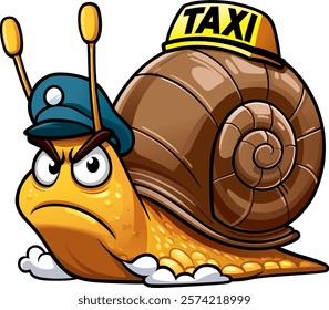 the slowest taxi, a snail in a driver's cap