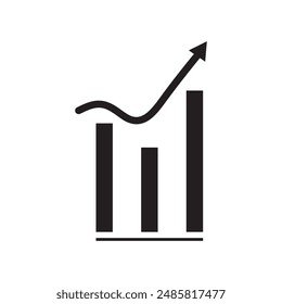 Slowly rising graph and bar graph icon. Editable vectors.