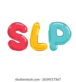 Ilustração vetorial de letras de palavras SLP, clip-art SLP, clip-art colorido de texto SLP, isolado no fundo branco
