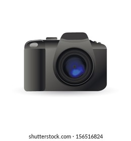 SLR camera on a white background