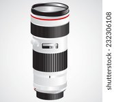 SLR lens te-le digital camera realistic model vector