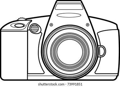 slr professional camera line art