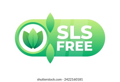 Etiqueta de garantía gratuita de SLS con un nuevo icono de hoja verde para líneas de productos suaves