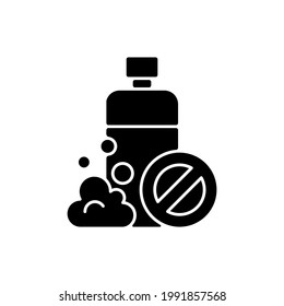 Sls free black glyph icon. Creation of cosmetics without harmful chemical additives. Natural cosmetics. Ecology movement. Silhouette symbol on white space. Vector isolated illustration