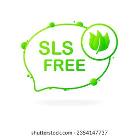 SLS free bubble. Flat, green, leaf in a circle, SLS free. Vector icon