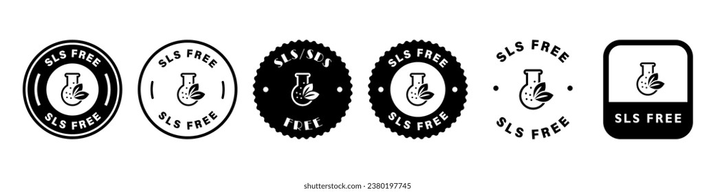 SLS libre - colección de etiquetas vectoriales para el embalaje cosmético.