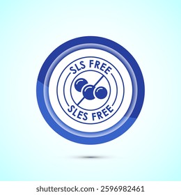 SLS free icon design illustration, SLS and SLES free label badge for web, Blue color button design