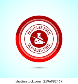 SLS free icon design illustration, SLS and SLES free label badge for web, Red color button design