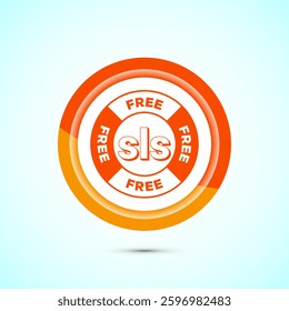 SLS free icon design illustration, SLS and SLES free label badge for web, Orange color button design