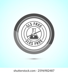 SLS free icon design illustration, SLS and SLES free label badge for web, Gray color button design